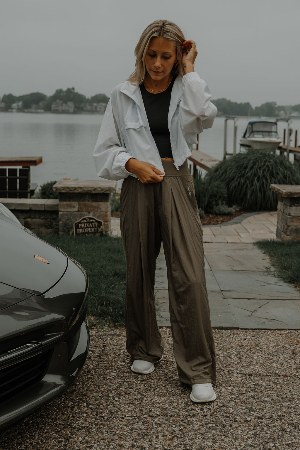 Olive Shift Pleated Wide-Leg Pant