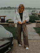 Olive Shift Pleated Wide-Leg Pant